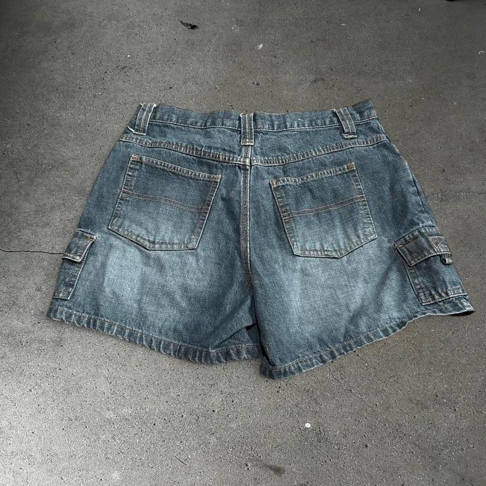 Y2K women's SO mid rise dark blue grunge denim micro shorts Size 9